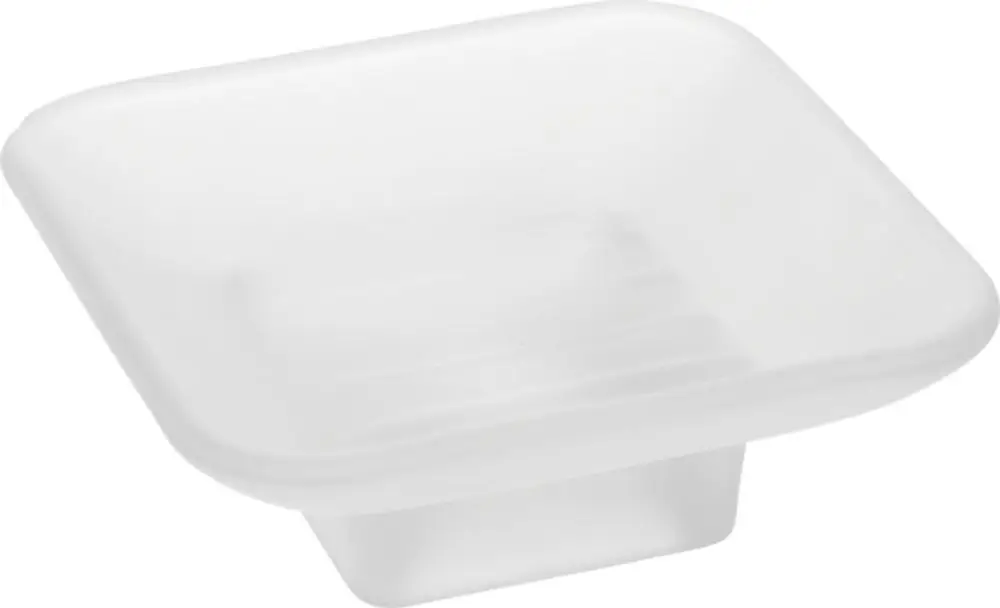 Seifenschale in quadratischer Form, transparent und ohne Muster. Ideal Standard präsentiert ein funktionales Design für Badezimmeraufbewahrung.